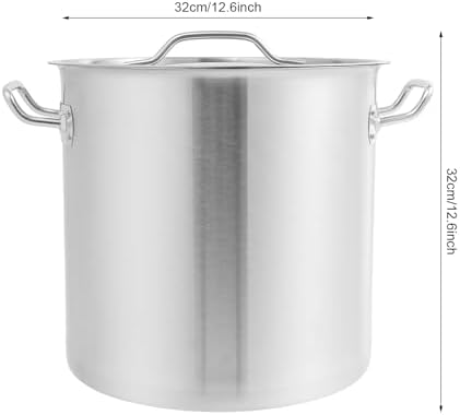 25 Quart Stainless Steel Stockpot Commercial Large Stock Pot with Lid & Handles, Cookware Soup Pot for Boiling Cooking Stew, Induction Cooking Pot for Home Restaurant Hotel (25L/26Qt)