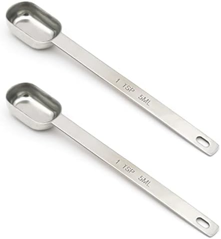 2PCS 1TSP(5ML) Measuring Spoon, Stainless Steel Long Handle Teaspoons