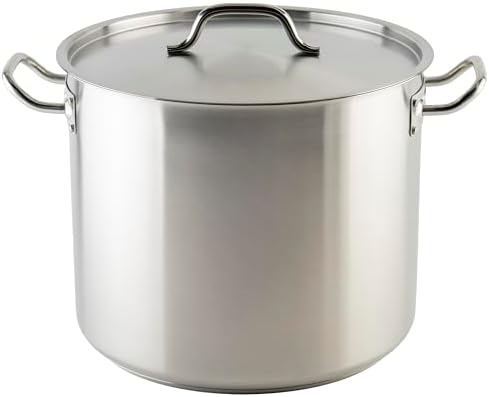 Winco Silver 32 qt Stainless Steel Stock Pot with Cover