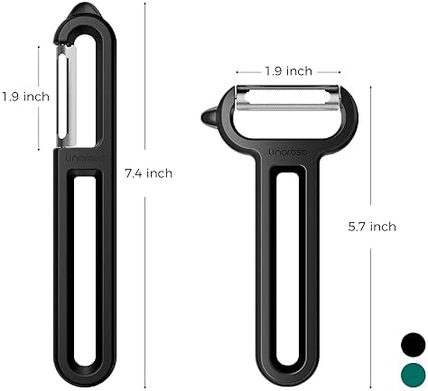 Linoroso 2 Pieces Vegetable Peeler Set with Straight Peeler and Serrated Peeler, Dishwasher Safe Classic Euro Fruit Peeler for Kitchen, Potato Peelers for Peeling veggie and Food, Black
