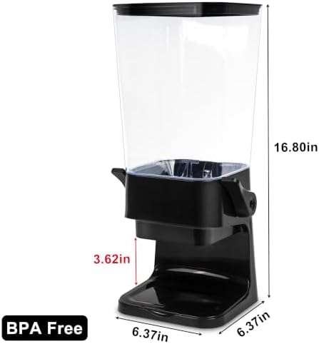 Cereal Dispenser Countertop with Lids, 5L Organization and Storage Containers for Kitchen and pantry, Rice Dispenser for food, Cereal, Beans, Nuts, Snack,Oatmeal, Dog Food, Bird Seed, Black, 3Pc