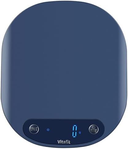 Vitafit 33lb/15kg Digital Food Scale in High Precision 0.1oz/1g, Our Own Kitchen Scale Professional Factory Since 2001, Home and Kitchen Essentials for Cooking and Baking, LED, 3 AAA Batteries, Blue