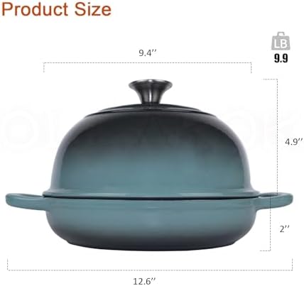 Dutch Oven for Bread Baking, Enameled Cast Iron Dutch Oven Pot with Lid, Bread Oven for Sourdough Bread Baking, Cast Iron Bread Pan, 5 qt Cyan