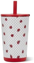 HydroJug Everyday Tumbler 14 oz, Ceramic-Lined Straw Cup, Ladybug