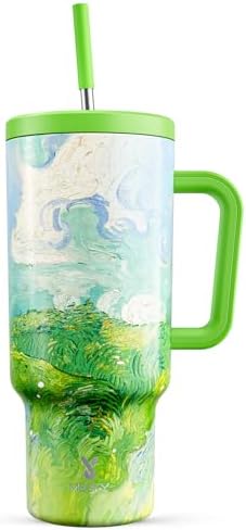 Meoky 40 oz Tumbler with Handle and Straw: Stainless Steel Insulated Tumbler with Lid and Straw - 100% Leak Proof Tumbler for Car Cup Holders - Travelers Commuters Workers, Spring Field