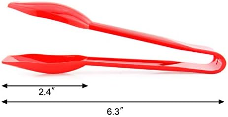 New Star Foodservice Utility Tong, High Heat Polycarbonate Plastic, Straight Edge, 6 Inch, Set of 12, Red