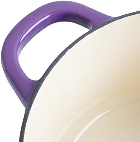 Crock-Pot Artisan 7-Quart Round Enameled Cast Iron Dutch Oven – Lavender Purple, Durable Heavy-Duty Cookware for Slow Cooking, Baking, Roasting with Lid (Pack of 2)