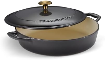 Tramontina Bestow Enameled Cast Iron 4-Qt Braiser Pan with Lid, Smoke