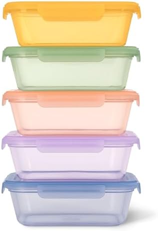 Ello Snap & Nest 4.5 Cup Plastic Meal Prep Set, 10 Piece, Cactus Blooms