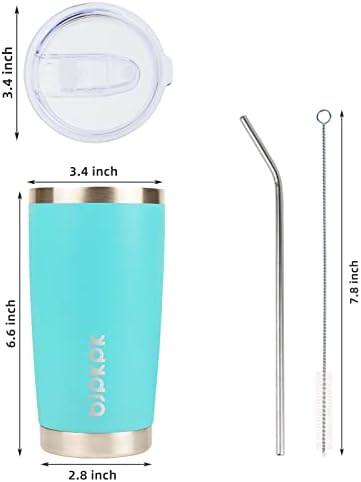 BJPKPK 20 oz Coffee Tumbler with Lid, Straw, Insulated Stainless Steel Mug