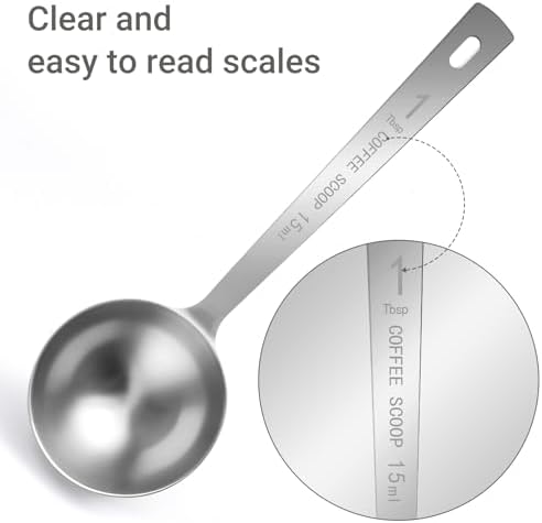 Flezoo 4Pcs 1 Tbsp 15ml Stainless Steel Long Handle Coffee Measuring Scoop
