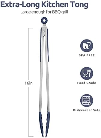 U-Taste Kitchen Tong for Cooking, 480ºF Heat-Resistant, 16in/Midnight Blue