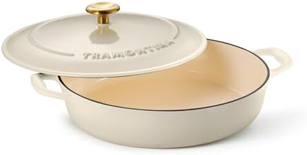 Tramontina Bestow Enameled Cast Iron 4-Qt Braiser Pan with Lid, Latte