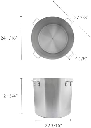 TrueCraftware- 160 qt. Aluminum Stock Pot with Quad Handles 6mm Thickness- Multipurpose Pot Cookware Large Stockpot Stew For Cooking Simmering Soup Seafood Stock Home Kitchen Restaurant