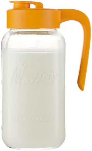 Mason Jar Pitcher, 64 oz (2 quart), Glass Pitcher with Lid