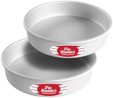 Fat Daddio's Anodized Aluminum Round Cake Pans, 2 Piece Set, 9 x 2 Inch