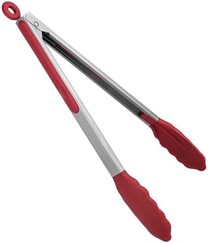 U-Taste Kitchen Tong for Cooking, 480ºF Heat-Resistant Silicone, 12in/Red