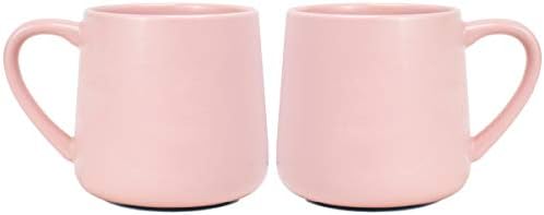 Bosmarlin Glossy Ceramic Coffee Mugs Set of 2, Tea Cup for Office and Home, 18 oz, Suitable for Dishwasher and Microwave(Pink, 2)