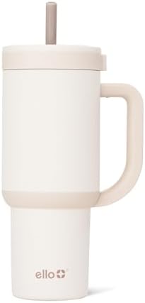 Ello Oasis 24oz Insulated Stainless Steel Tumbler with Straw, Cream Tonal