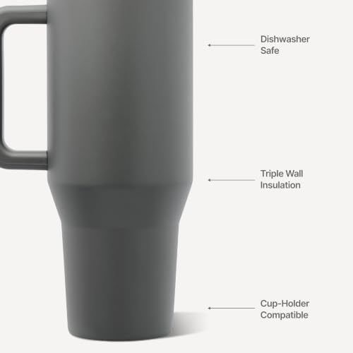 HydroJug Traveler 32oz, Insulated Tumbler with Handle & Straw, Stone