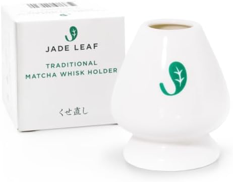 Jade Leaf Matcha Whisk Holder, White Porcelain