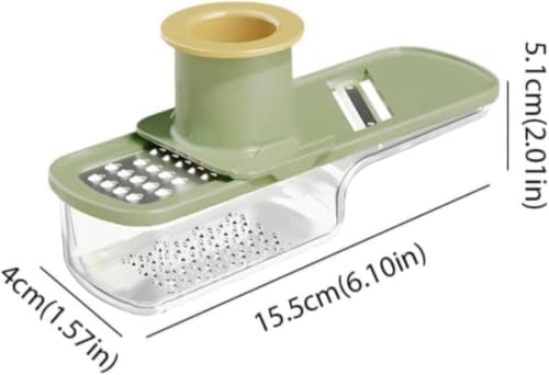 New Mini Garlic Slicer: 3 in 1 Multi-Functional Mandoline Slicer, Garlic Ginger Grinder & Veggie Shredder with Container and Hand Guard