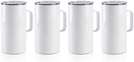 PYD Life 4 Pack Sublimation Tumblers Mugs with Printable Handle 20 OZ