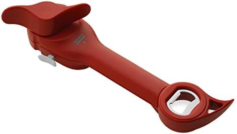Kuhn Rikon Auto Safety Master Opener for Cans, Bottles and Jars, 9 x 2.75 inches, Red