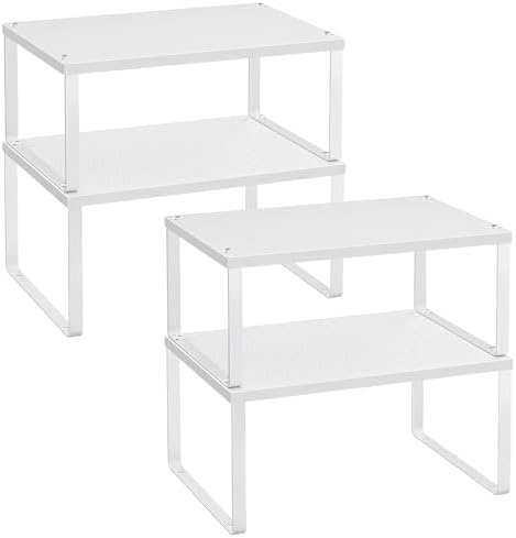 SONGMICS Set of 4 Metal Spice Racks, Stackable Expandable Shelf Risers
