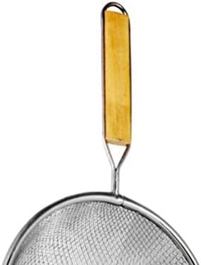 TrueCraftware- 6-Inch Double Fine Tin Mesh Strainer 6-3/4" Handle Length Wooden Handle- Kitchen Utensil Food Strainer Skimmer Spoon for Cooking Sieve Sifters Rice Quinoa Pasta Fruits Vegetable