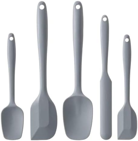 Silicone Spatula Set,5 Piece Food Grade Rubber Spatulas,Grey