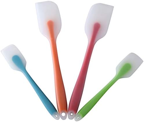 HiramWare Silicone Spatula Set of 4 - Heat Resistant Flexible Spatula 450F with Stainless Steel Core - Food Grade Premium Good Grip Kitchen Utensils - Seamless, Heavy Duty, BPA Free, Dishwasher Safe