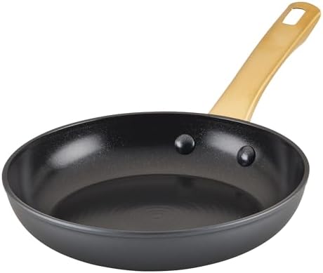 Farberware Forged Induction Ceramic Cookware Nonstick Frying Pan/Skillet, Dishwasher Safe, Suitable for All Stovetops, 8.25 Inch Fry Pan - Black and Gold