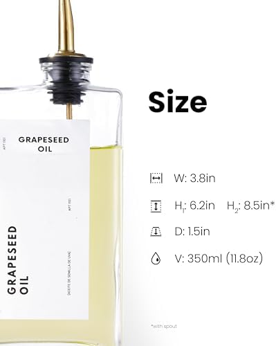 APT 1101 Olive Oil Dispenser for Kitchen, Cooking Oil and Vinegar Dispenser Set, Olive Oil Bottle, Soy sauce dispenser, coffee syrup bottles with stainless steel pourers - 2 pcs, Gold