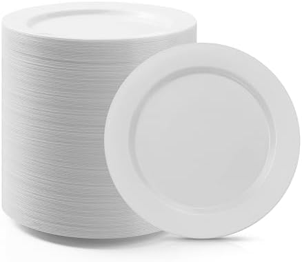 Bestluck 100PCS White Plastic Dessert Plates 7inch for 100 Guests