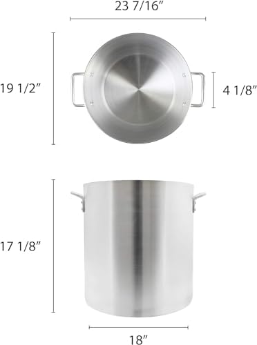 TrueCraftware- 80 qt. Aluminum Stock Pot with Riveted Handles 4mm Thickness- Multipurpose Pot Cookware Large Stockpot Stew For Cooking Simmering Soup Seafood Stock Home Kitchen Restaurant
