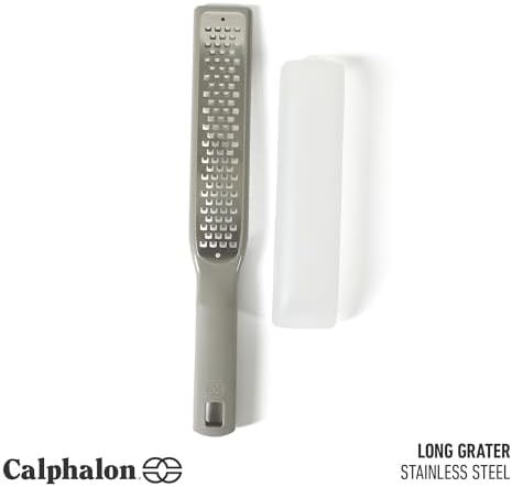 Calphalon Prime Stainless Steel Handheld Grater Lemon Zester W/Cover & Rubber Handle - Taupe