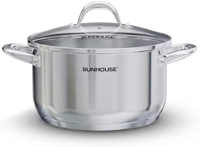 Sunhouse 6 QT Stainless Steel Stock Pot with Lid - Large Pot for Cooking