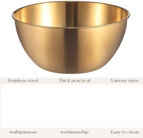 Stainless Steel Salad Bowls Set of 2 Mixing Bowls with Measurement Markings, Snacks Bowls, 1.70 Quart Gold Serving Bowls for Mixing, Cooking, Baking, Prepping and Home Kitchen Food Storage