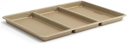GoodCook 11 x 17-Inch Non-Stick Divided Sheet Pan – 3-in-1 Textured Cooking Pan, Baking Dish, Scratch-Resistant Carbon Steel Oven Pan for Meal Prepping & Dinners