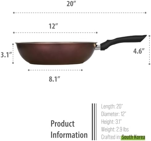 TECHEF - Art Pan 12" Wok/Stir-Fry Pan, Coated 5 times with Teflon Select Non-Stick Coating (PFOA Free) - Made in Korea