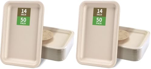bloomoon 100 Pack 14 Inch Disposable Food Trays for Party Heavy Duty