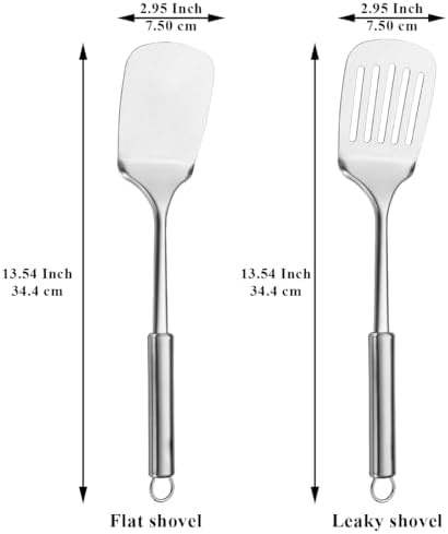 Stainless Steel Spatulas Set, ReaNea Silver Slotted Turner, Solid Turner, Heavy Duty Sturdy Kitchen Spatula High Heat Resistant, Ideal Cookware for Fish,Eggs,Pancakes, Dishwasher Safe, Easy to Clean