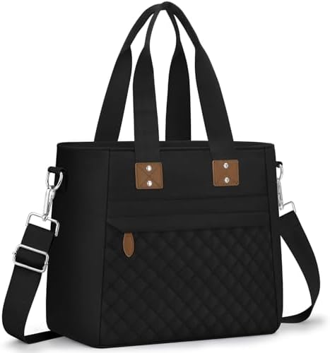 Capolo Lunch Bag for Women,Large Insulated Lunchbox Tote Reusable,L-Black