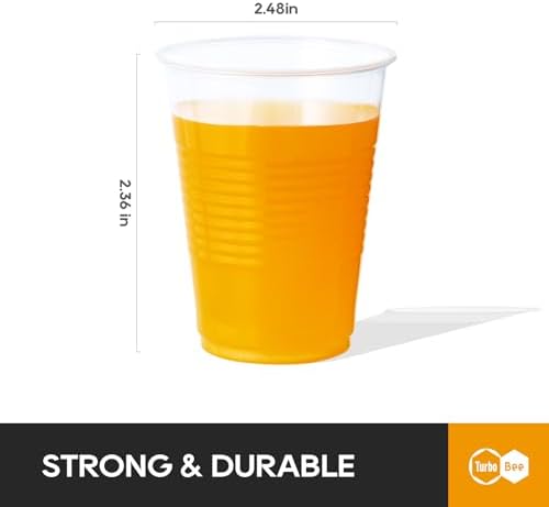 Turbo Bee 5oz Disposable Plastic Cups 500 Pack - Small Drinking & Sample Cups, Bulk Multi-Use Tumblers for Beverages, Mini Desserts, Home, School, Parties, or Commercial Use