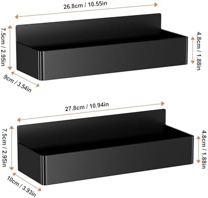 Mystozer Magnetic Spice Rack for Refrigerator Black, 2 Pack