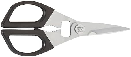 Miyabi Kitchen Shears, Precisely Sharpened Stainless Steel Blades, Long Lasting Sharpness, Smooth Cutting Accuracy, Handles Designed for Comfort, Screw Cap and Bottle Cap Opener, Made in Japan