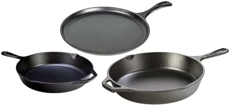 Lodge Pre-Seasoned Cast Iron Set - 3-Piece Skillet & Griddle Cookware