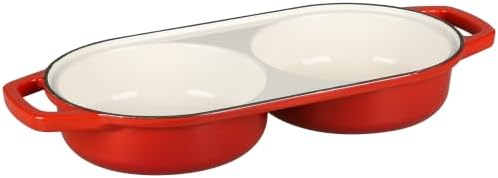 EDGING CASTING Enameled Cast Iron Double Bread Dutch Oven, Red