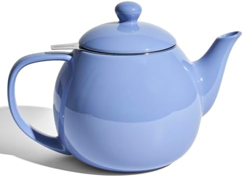 Sweese Porcelain Teapot 27 oz with Infuser for Loose Leaf Tea, Dusty Blue
